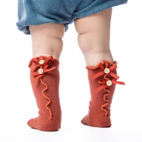 Rust Red Ruffle Bow Socks