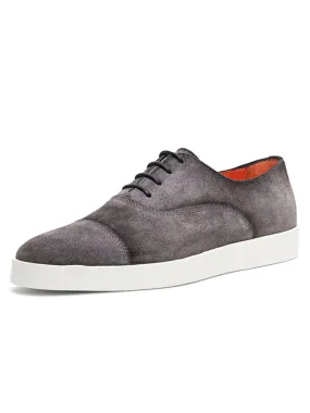 Santoni Behemoth Captoe Sneakers in Grey Suede