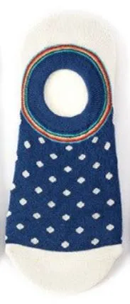 SF1044 Navy Blue White Polka Dot Low Cut Socks