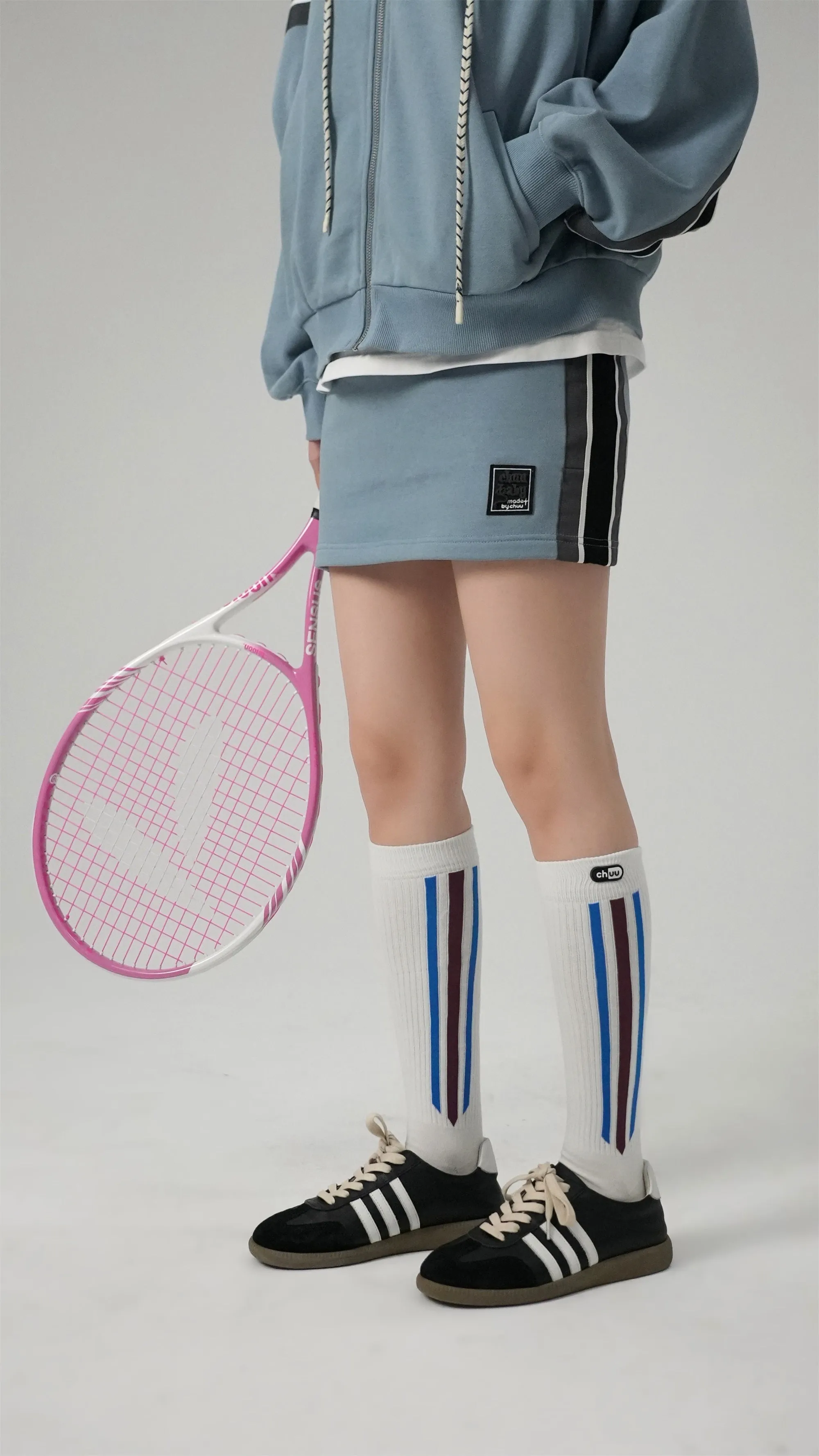 Three Bands Stripe Mid-Calf Socks
