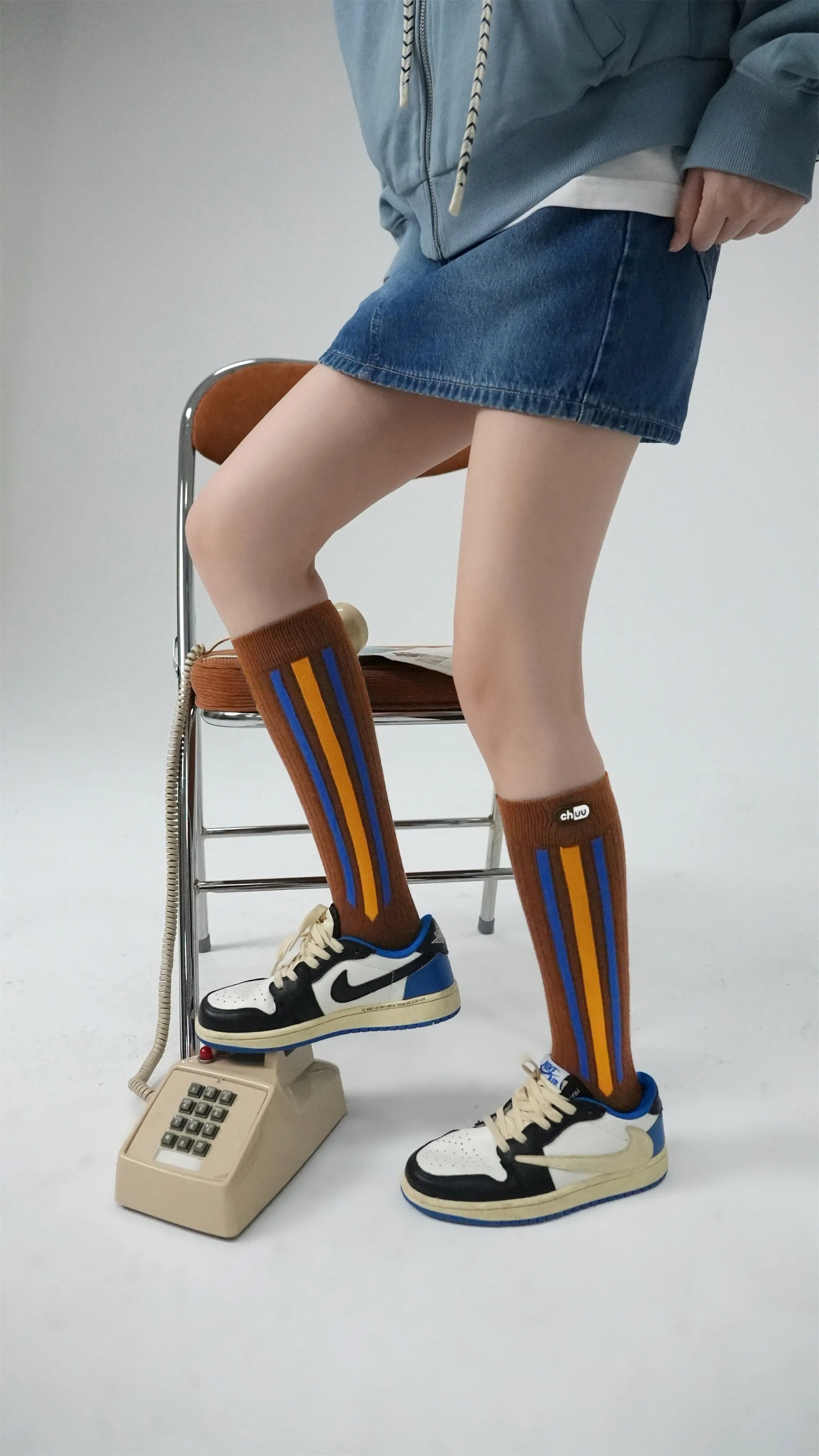 Three Bands Stripe Mid-Calf Socks