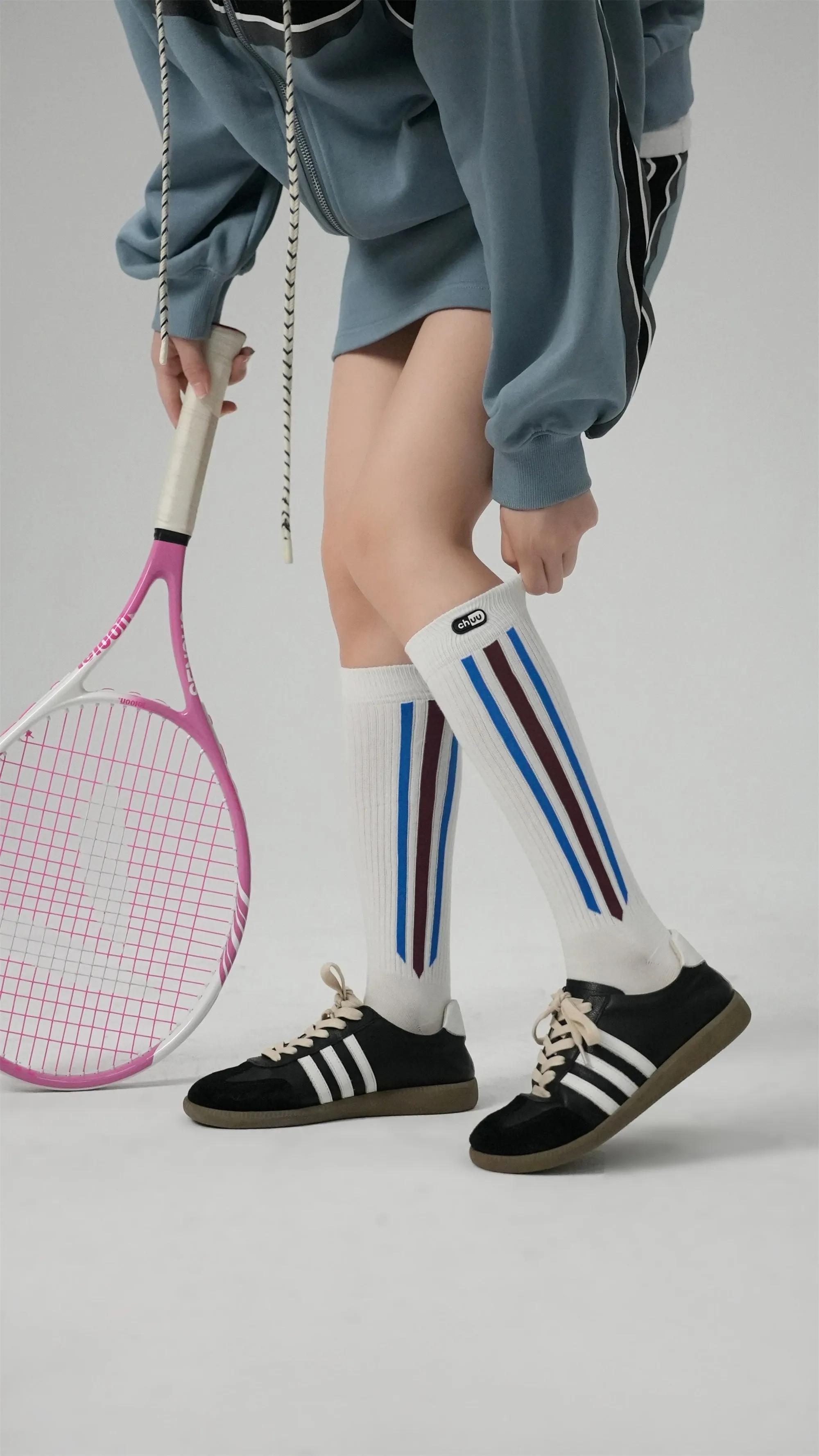 Three Bands Stripe Mid-Calf Socks