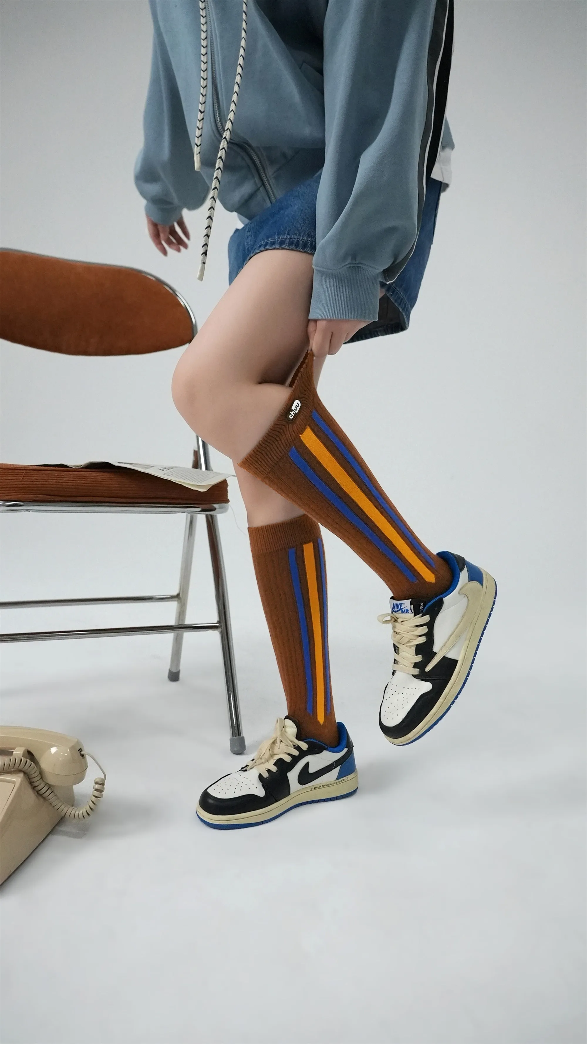 Three Bands Stripe Mid-Calf Socks