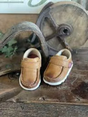 TWISTED X INFANT TAN LEATHER VELCRO DRIVING MOCS