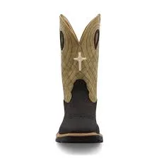 Twisted X Men's 12" Western Charcoal & Kiwi Square Toe Work Boots
