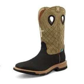 Twisted X Men's 12" Western Charcoal & Kiwi Square Toe Work Boots
