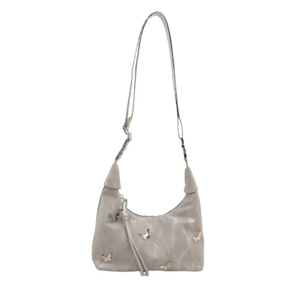 Uakiss New Small Crossbody Bag PU Leather Solid Color Shoulder Bag Butterfly Commuting Bag Girl