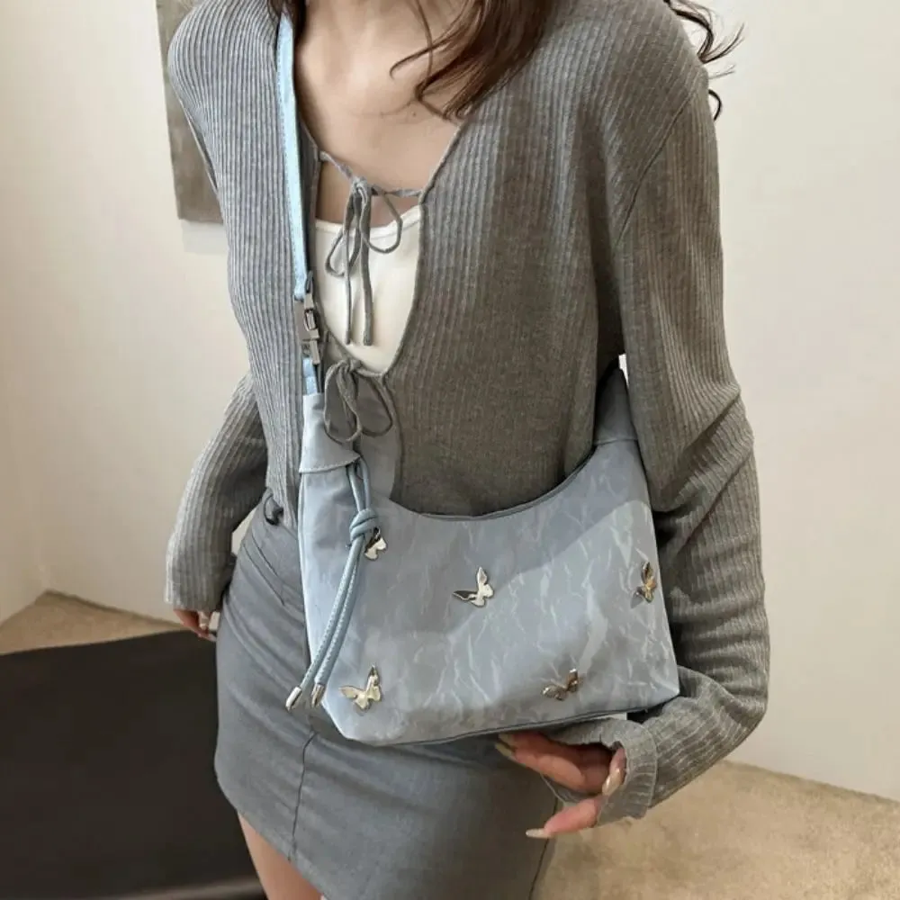 Uakiss New Small Crossbody Bag PU Leather Solid Color Shoulder Bag Butterfly Commuting Bag Girl