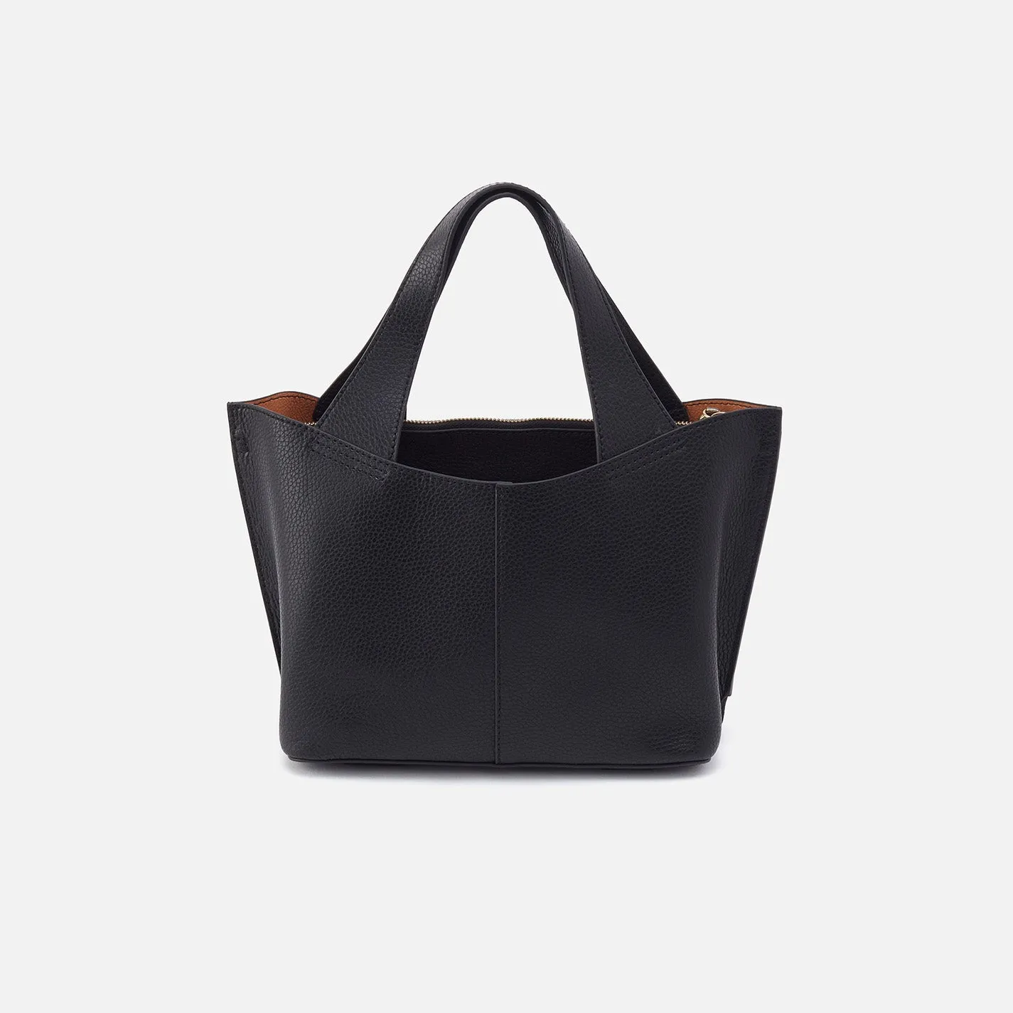Vida Small Tote In Micro Pebbled Leather - Black