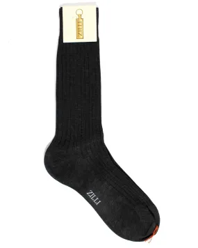 Zilli Socks Dark Charcoal Gray Ribbed - US 9 1/2 - EUR 42 1/2 Mid Calf Men Socks SALE