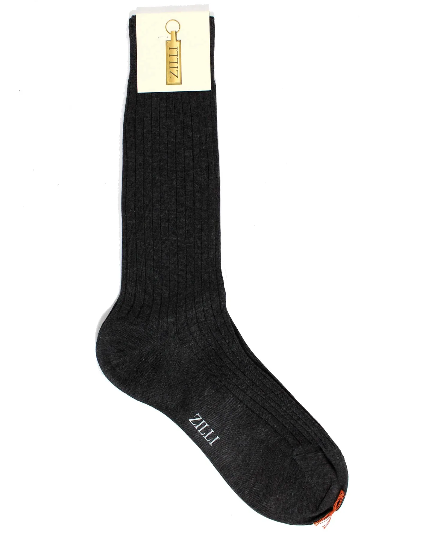 Zilli Socks Dark Charcoal Gray Ribbed - US 9 1/2 - EUR 42 1/2 Mid Calf Men Socks SALE